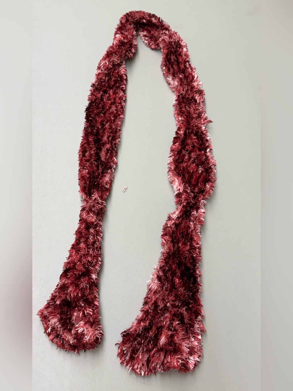 Plush Burgundy Maroon & Blush Fuzzy Scarf